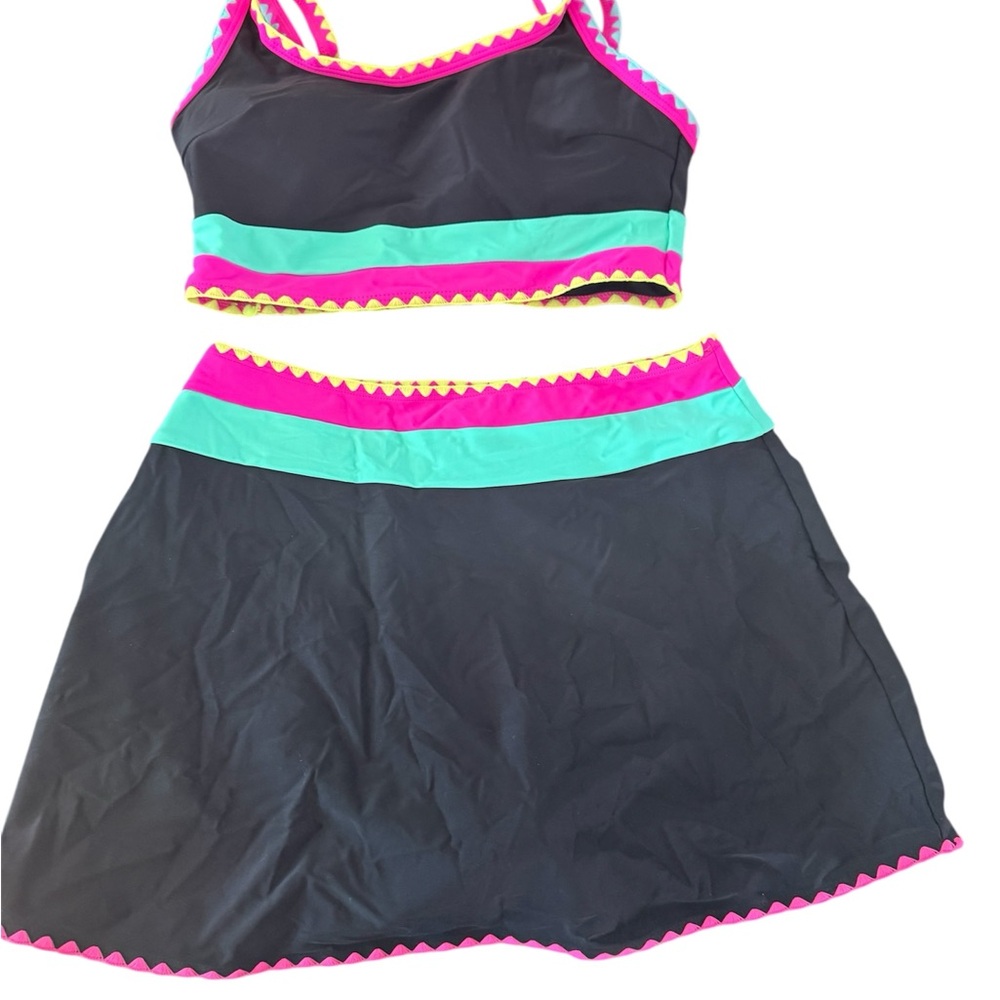 Popcil Black and Pink Bikini Set with removable skirt